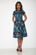 Blue Peacock Swing Dress