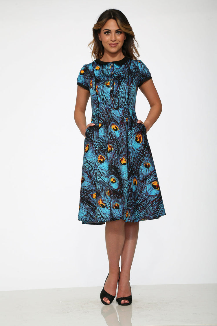 Blue Peacock Swing Dress