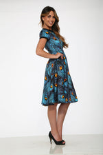 Blue Peacock Swing Dress