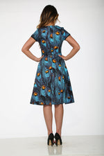 Blue Peacock Swing Dress