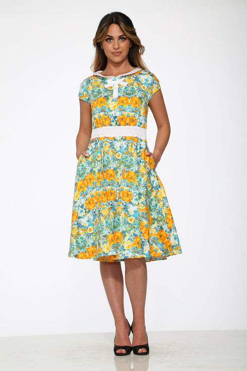 Yellow Floral Swing Dress