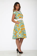 Yellow Floral Swing Dress