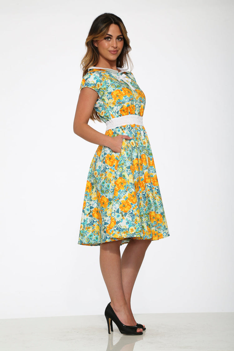 Yellow Floral Swing Dress