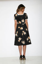 Black & Yellow Floral Swing Dress