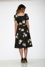 Black & Yellow Floral Swing Dress