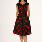 Black & Red Polka Dot Swing Dress