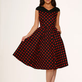 Black & Red Polka Dot Swing Dress