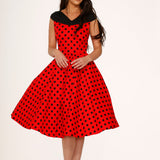 Red & Black Polka Dot Swing Dress
