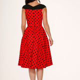 Red & Black Polka Dot Swing Dress