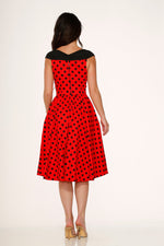 Red & Black Polka Dot Swing Dress