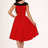 Red & Black Polka Dot Swing Dress