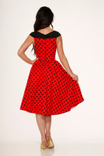 Red & Black Polka Dot Swing Dress