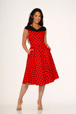 Red & Black Polka Dot Swing Dress