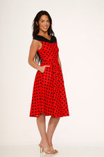 Red & Black Polka Dot Swing Dress
