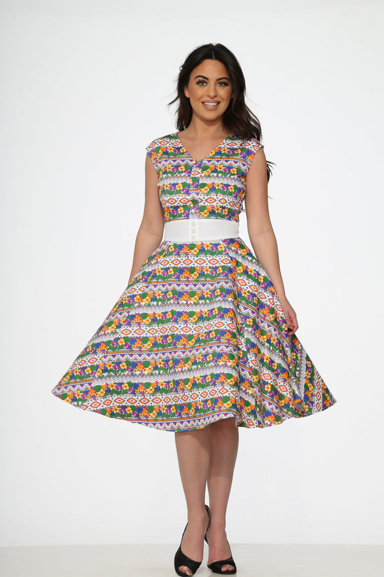 Purple Floral Swing Dress