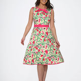 Yellow and Red Rose Swing Dress