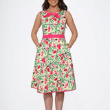 Yellow and Red Rose Swing Dress