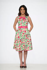 Yellow and Red Rose Swing Dress