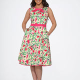 Yellow and Red Rose Swing Dress