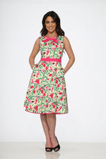 Yellow and Red Rose Swing Dress