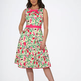 Yellow and Red Rose Swing Dress