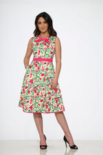 Yellow and Red Rose Swing Dress