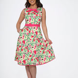Yellow and Red Rose Swing Dress