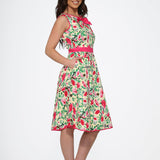 Yellow and Red Rose Swing Dress