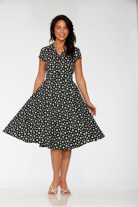 Cat Paw Swing Dress in Black ModCloth Cat Paw Swing Dress in Black ModCloth