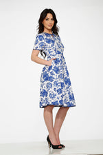 White & Blue China doll Swing Dress