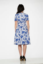 White & Blue China doll Swing Dress