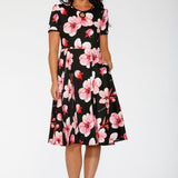 Black Orchid Bloom Swing Dress