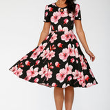 Black Orchid Bloom Swing Dress