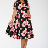 Black Orchid Bloom Swing Dress