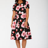 Black Orchid Bloom Swing Dress