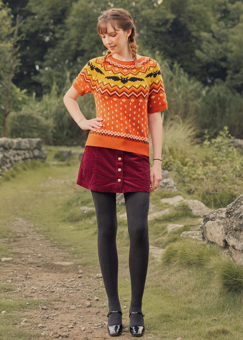 It Be Like 'Bat' Fair Isle Short Sleeve Sweater