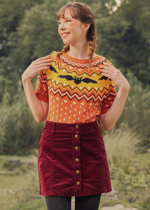 It Be Like 'Bat' Fair Isle Short Sleeve Sweater