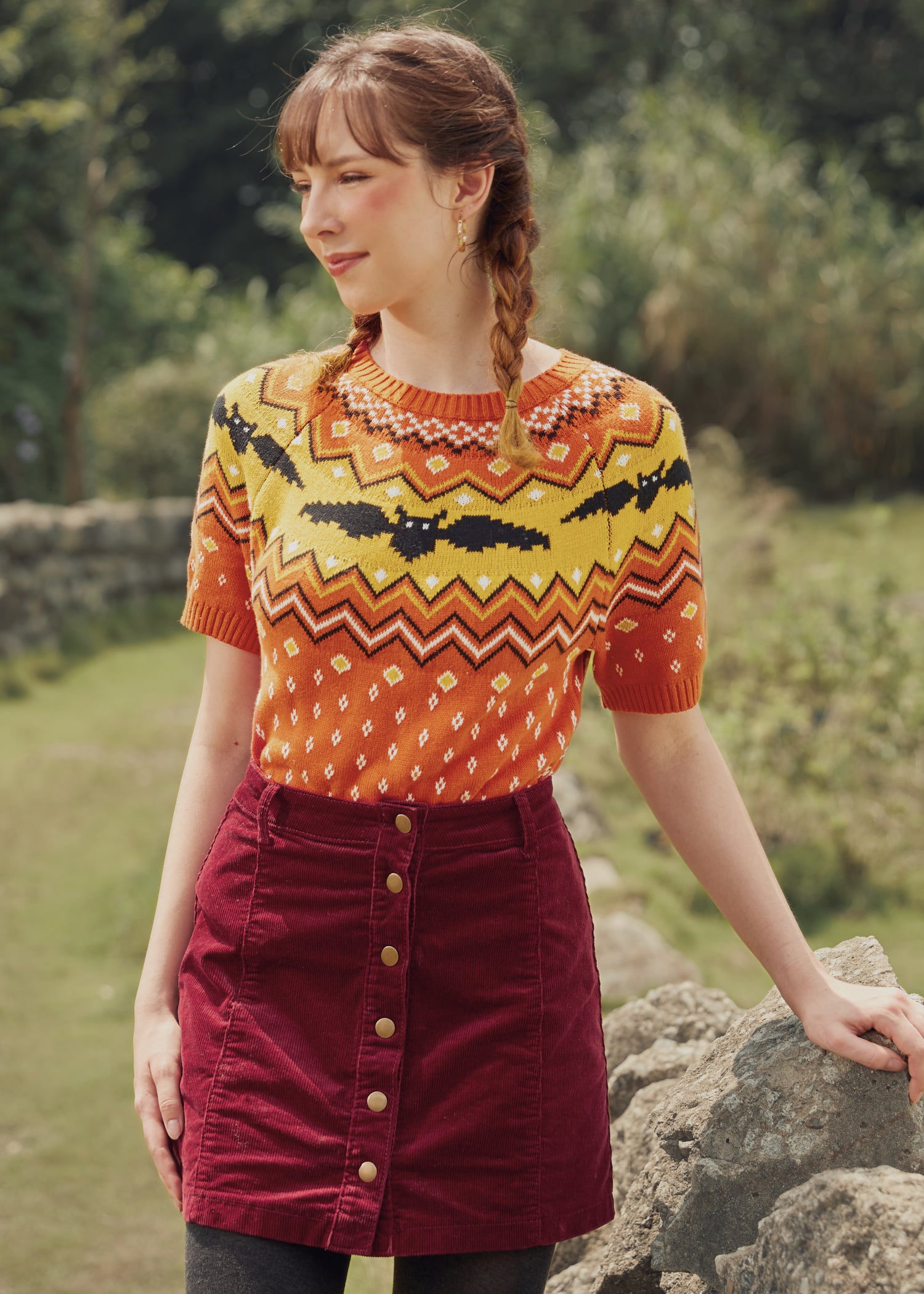 It Be Like 'Bat' Fair Isle Short Sleeve Sweater – ModCloth