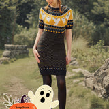 Jump Scare Short Sleeve Fair Isle Sweater Dress (Final Sale)