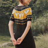 Jump Scare Short Sleeve Fair Isle Sweater Dress