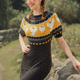 Jump Scare Short Sleeve Fair Isle Sweater Dress