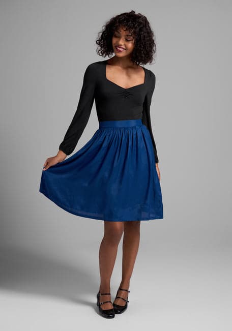 Buy High Waist A Line Pleated Midi Skirt, Women's Swing Vintage