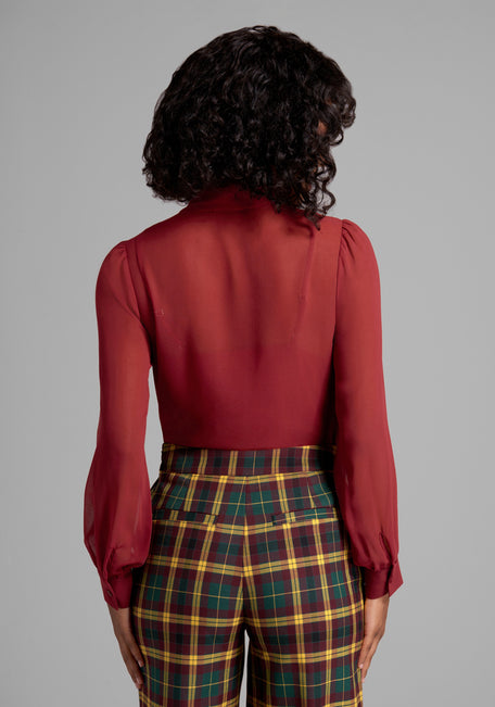 She's A Mystery Novel Tie-Neck Blouse