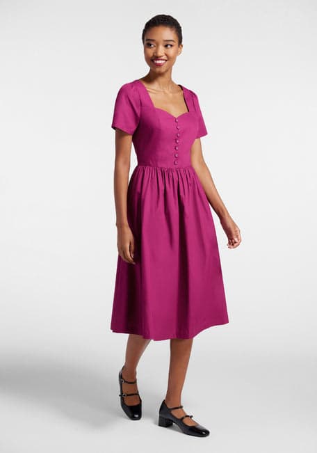 A Line Dress, Women Midi Dress, Pleated Dress, Casual Dress, 1950's Dress,  Plus Size Clothing, Classic Dress, Loose Fit Dress, Short Dress -   Canada