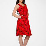 Red & Black Polka Dot Swing Dress