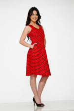 Red & Black Polka Dot Swing Dress