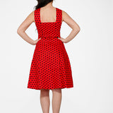 Red & Black Polka Dot Swing Dress
