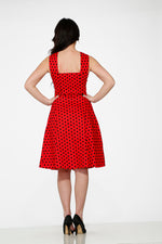Red & Black Polka Dot Swing Dress