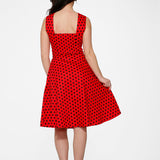 Red & Black Polka Dot Swing Dress