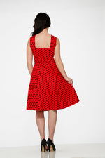 Red & Black Polka Dot Swing Dress